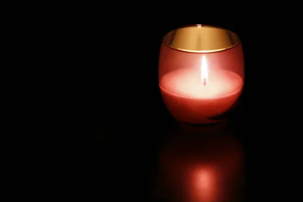 Red Candles Glass Night — Stock Photo, Image