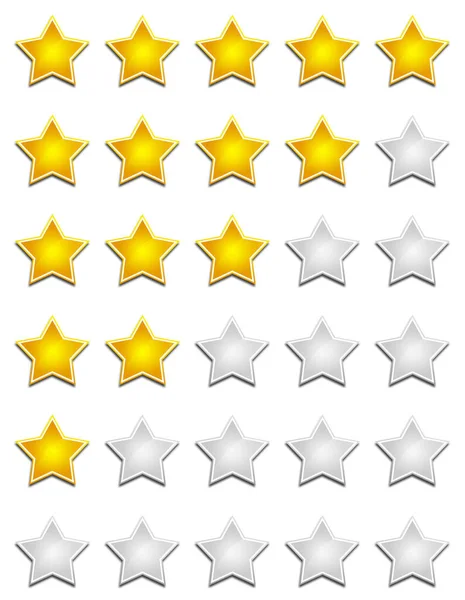 Sistema Classificação Cinco Estrelas Cinza Ouro — Fotografia de Stock