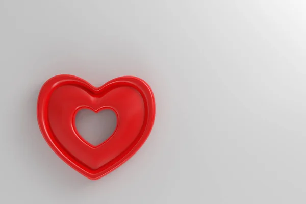 Coração Vermelho Parede Branca — Fotografia de Stock