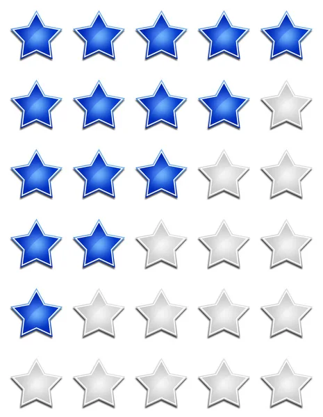 Sistema Classificação Cinco Estrelas Azul Branco — Fotografia de Stock