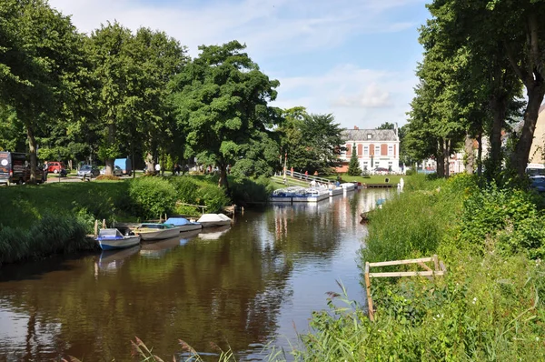 Friedrichstadt Gracht Fosa Środkowa Nordfriesland Szlezwik Holsztyn Niemcy Brd Potok — Zdjęcie stockowe