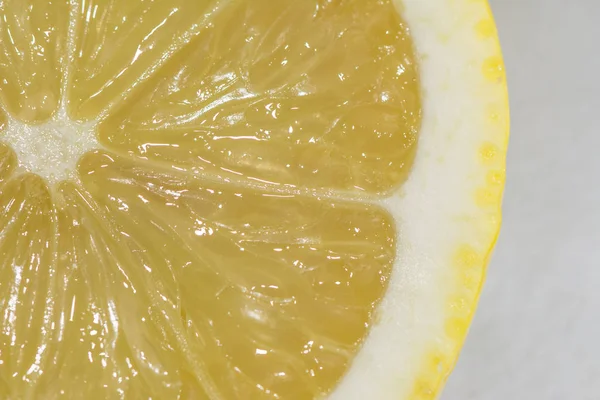 Lemon Slice Grey Background Close View Stock Picture