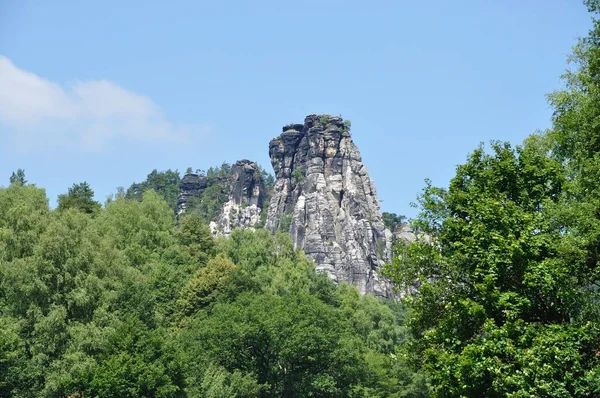 Rocas Arenisca Saxon Suiza Cerca Rathen —  Fotos de Stock