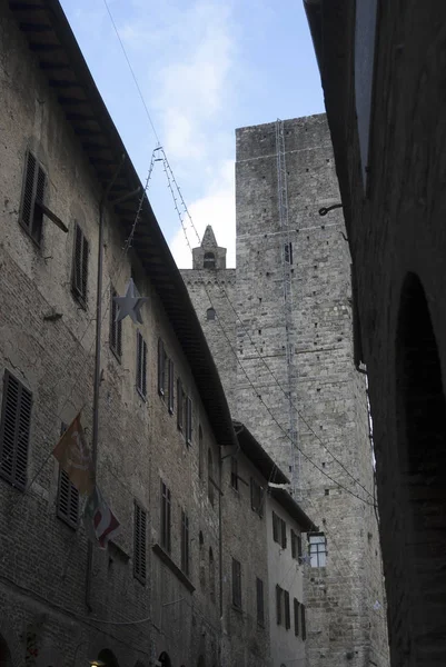 Particolare Qualche Palazzo Storico San Gimignano — Foto Stock