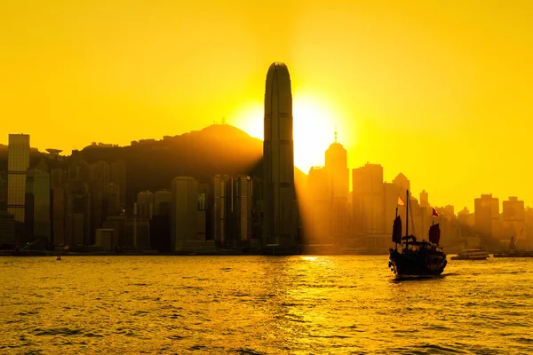 Silhuett Hong Kong City — Stockfoto