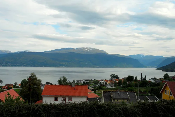 Norveç Doğa Manzarası Arka Planı Üzerine — Stok fotoğraf