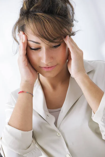 Young Businesswoman Has Headache Stock Photo