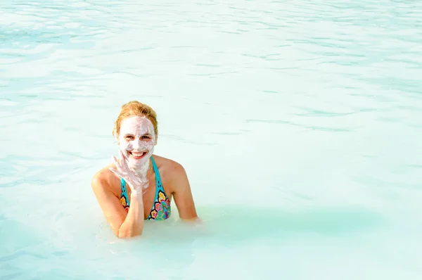 Hermosa Joven Blue Lagoon Geothermal Spring Islandia —  Fotos de Stock