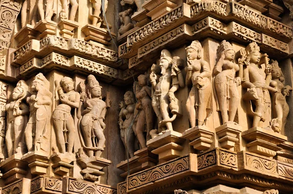 Человеческие Скульптуры Храма Вишванатха Посвященные Господу Шиве Западным Храмам Кхаджурахо — стоковое фото