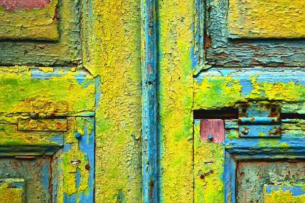 Lanzarote Spanya Pencere Olarak Kullanılan Renkli Bir Tahta Parçası — Stok fotoğraf