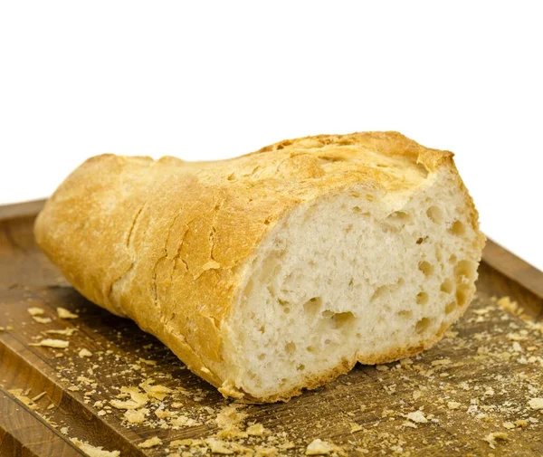 Biały Chleb Krojony Drewnianej Desce — Zdjęcie stockowe