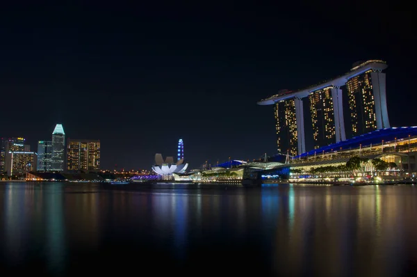 Baie Marina Singapore Nuit — Photo