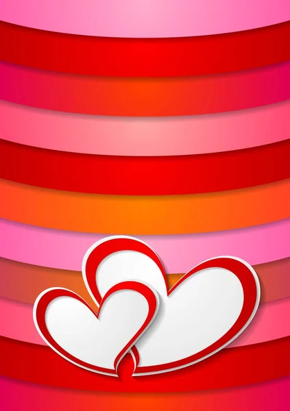 Valentines Day Abstract Background Two Vector Paper Hearts — Stock Photo, Image
