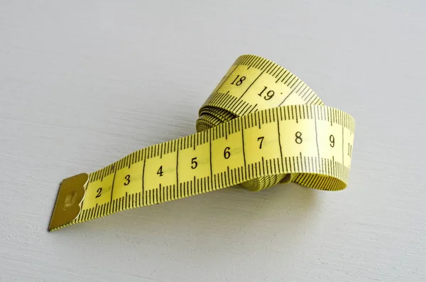 Yellow Measuring Tape White Background — Stock Photo, Image