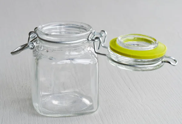 Empty Glass Jar Grey Background — 스톡 사진