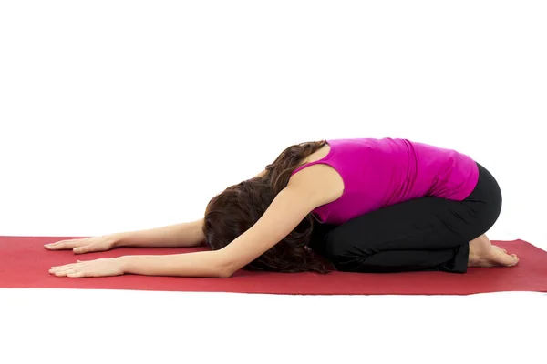 Child Pose Break Yoga Series Same Model Available — Stock Photo, Image