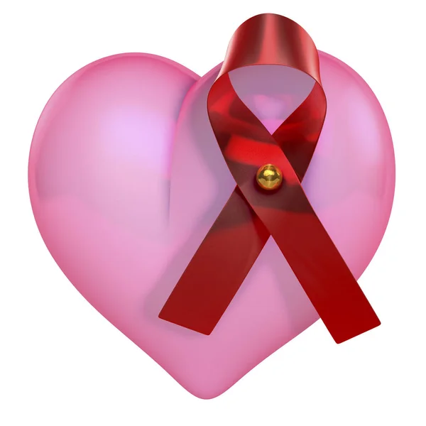 Coeur Rose Brillant Avec Arc Hiv Aide Arc Sur Dessus — Photo