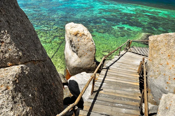 Aguas Turquesas Bahía Tropical Perfecta Koh Tao Una Isla Paradisíaca —  Fotos de Stock