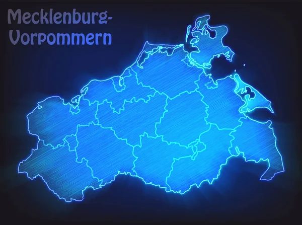 Mapa Mecklemburgo Vorpommern Con Fronteras Como Scribble — Foto de Stock
