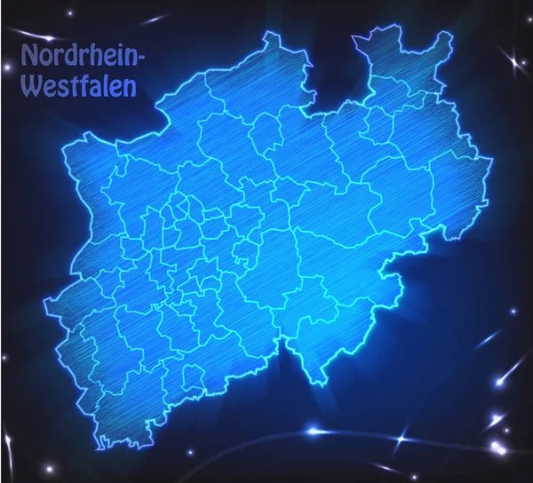 Mapa Del Norte Rhine Westphalia Con Las Fronteras Como Escribble — Foto de Stock