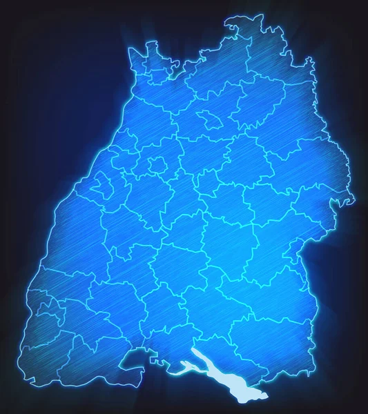 Mapa Baden Wuerttemberg Con Límites Como Escribible — Foto de Stock