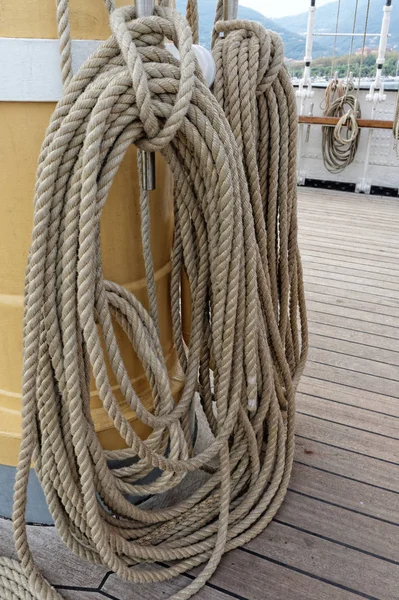 Морская Веревка Старой Парусной Лодке Заливе Специя — стоковое фото