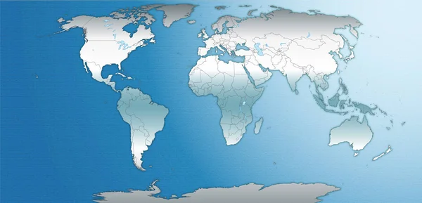 Karta Över Världen Som Översiktskarta Blått — Stockfoto