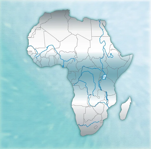 Mapa Afryki Jako Mapa Kolorze Niebieskim — Zdjęcie stockowe