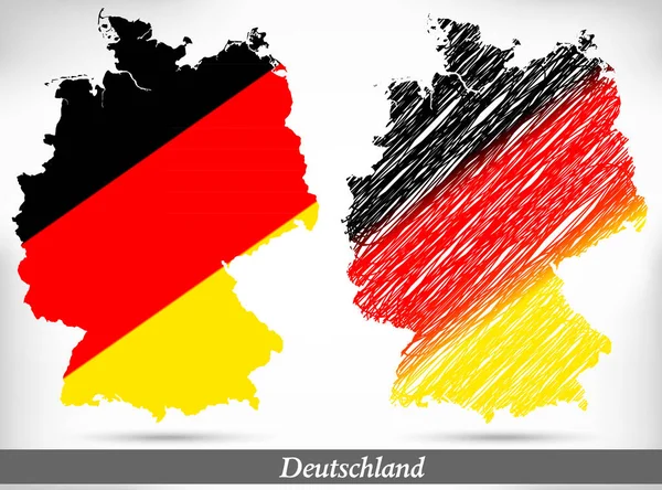 德国地图作为一个五彩斑斓的笔迹的测量图 — 图库照片