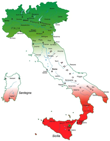 Olaszország Térképe Mint Áttekintő Térkép — Stock Fotó
