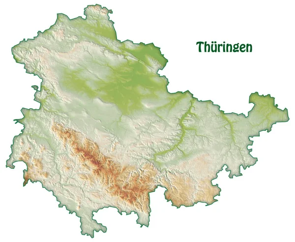 Mappa Thueringen Come Mappa Panoramica Come Ombreggiatura — Foto Stock