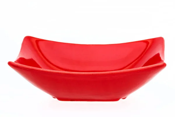红色空碗 白色背景隔离 — 图库照片