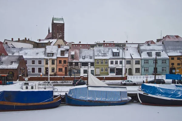 Wismar Porto Património Mundial Unesco Neve — Fotografia de Stock