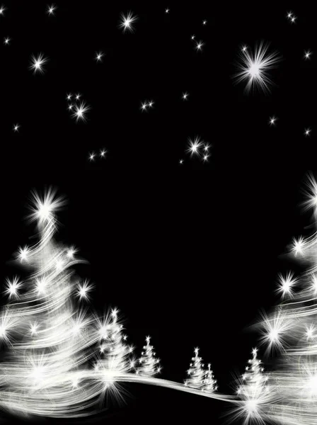 Sfondo Natale Con Alberi Nero — Foto Stock