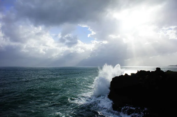 Hdr Színes Napfelkelte Felhők Atlanti Óceán Felett Tenerife Kanári Szigeteken — Stock Fotó