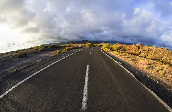 Long Empty Desert Road Cludy Day — Stock Photo, Image