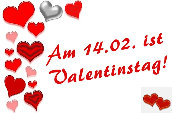 Rote Herzen Text Ist Valentinstag Rot — Stockfoto