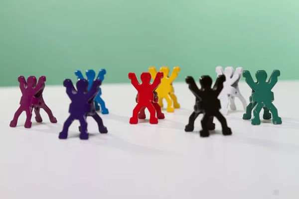 Miniatuur Mensen Met Handen Menigte — Stockfoto