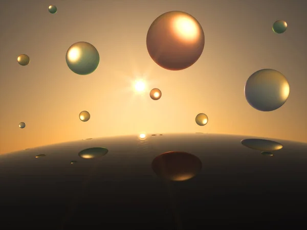 Spheres Colores Transparentes Futuristas Frente Sol —  Fotos de Stock