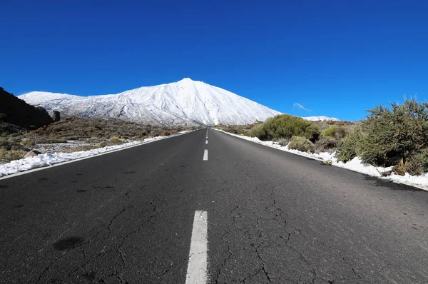 Desert Lonely Road Landscape Volcan Teide National Park Tenerife Îles — Photo