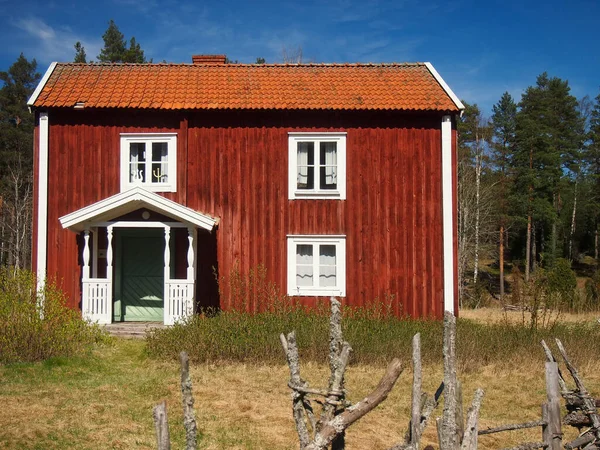 Casa Madeira Suécia — Fotografia de Stock