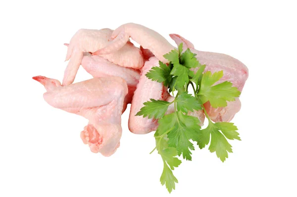 Raw Chicken Wings Fresh Parsley Studio — Stock Photo, Image