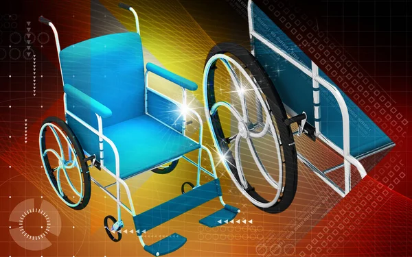 Digital Illustration Wheel Chair Colour Background — 스톡 사진