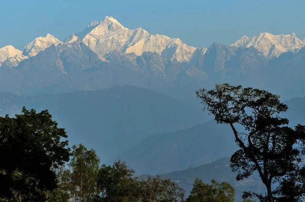 Kanchenjunga Pohoří Dopoledních Hodinách Pohled Vesnice Silerygaon Sikkim — Stock fotografie