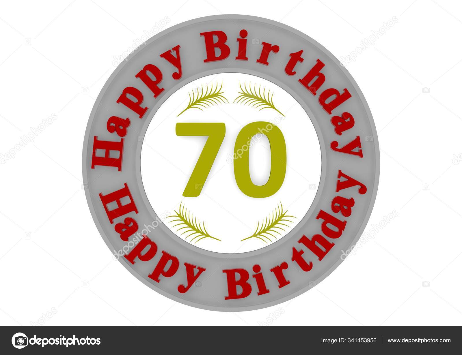 生日快乐在一个灰色的圆圈里围绕着一个巨大的黄色数字随着年龄的增长——图库图片© PantherMediaSeller #341453956