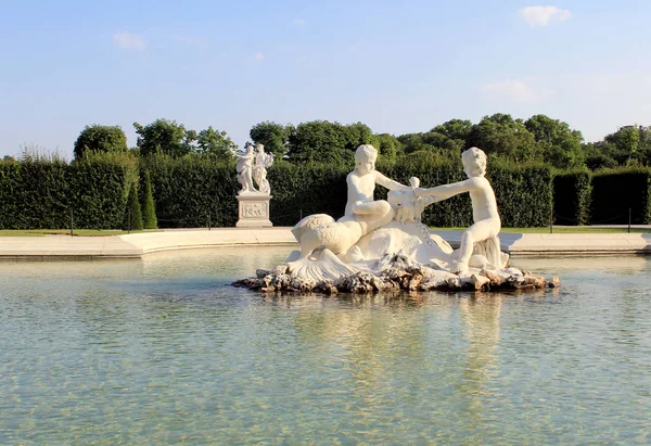 Fontána Zahrada Belvedere Palace Vídeň Rakousko — Stock fotografie