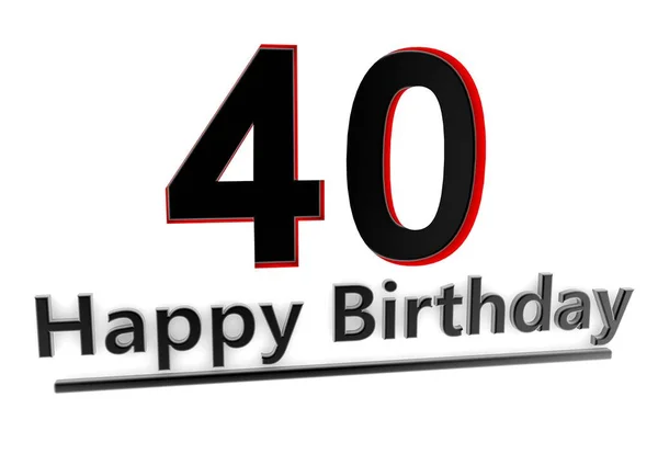 Black Lettering Happy Birthday Shadows Und Big Number Relief Red — Stock Photo, Image