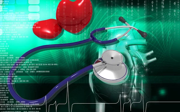Digital Illustration Stethoscope Heart Colour Background — ストック写真