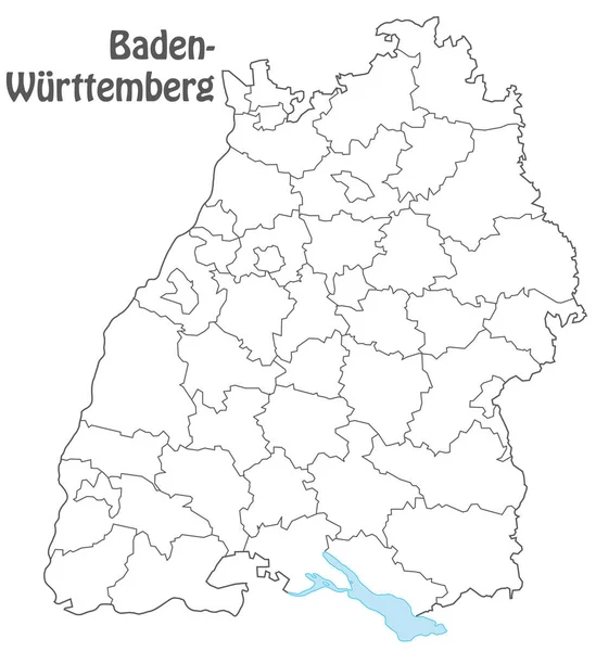 Mapa Wuerttemberg Horneado Con Fronteras Grises — Foto de Stock