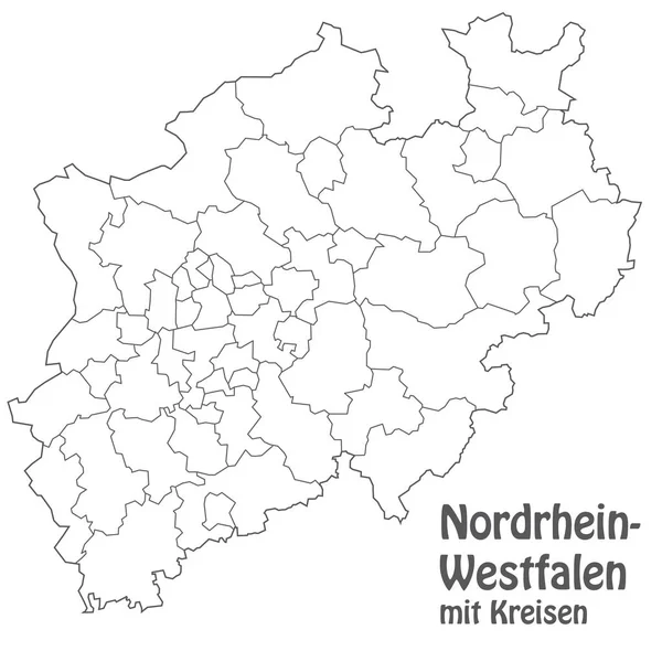 Mapa Región Norte Rhine Westphalia Con Fronteras Gris — Foto de Stock